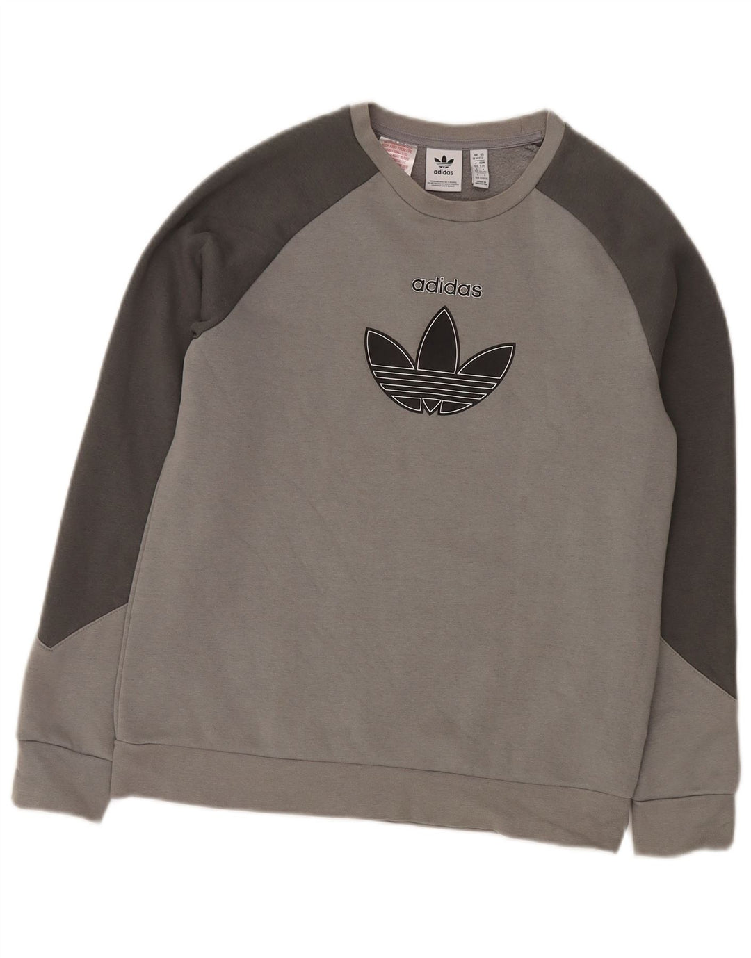 ADIDAS Grafik-Sweatshirt für Jungen, 13–14 Jahre, graue Farbblock-Baumwolle