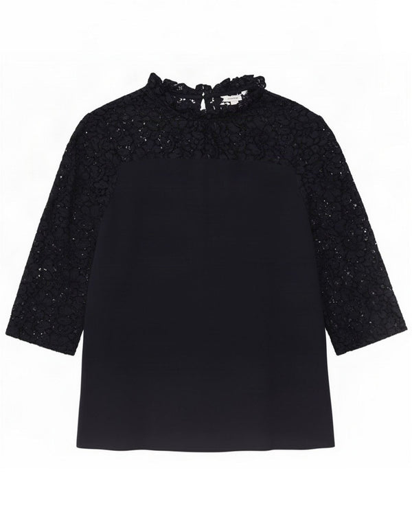 Monsoon Womens 3/4 Sleeve Blouse Top UK 14 Large Navy Blue Viscose