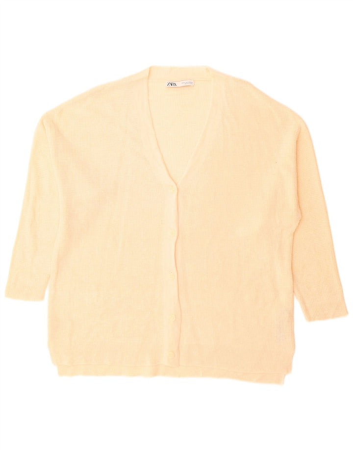 Zara Damen-Strickjacke in Übergröße, Gr. 10, Größe S, Beige, Acryl
