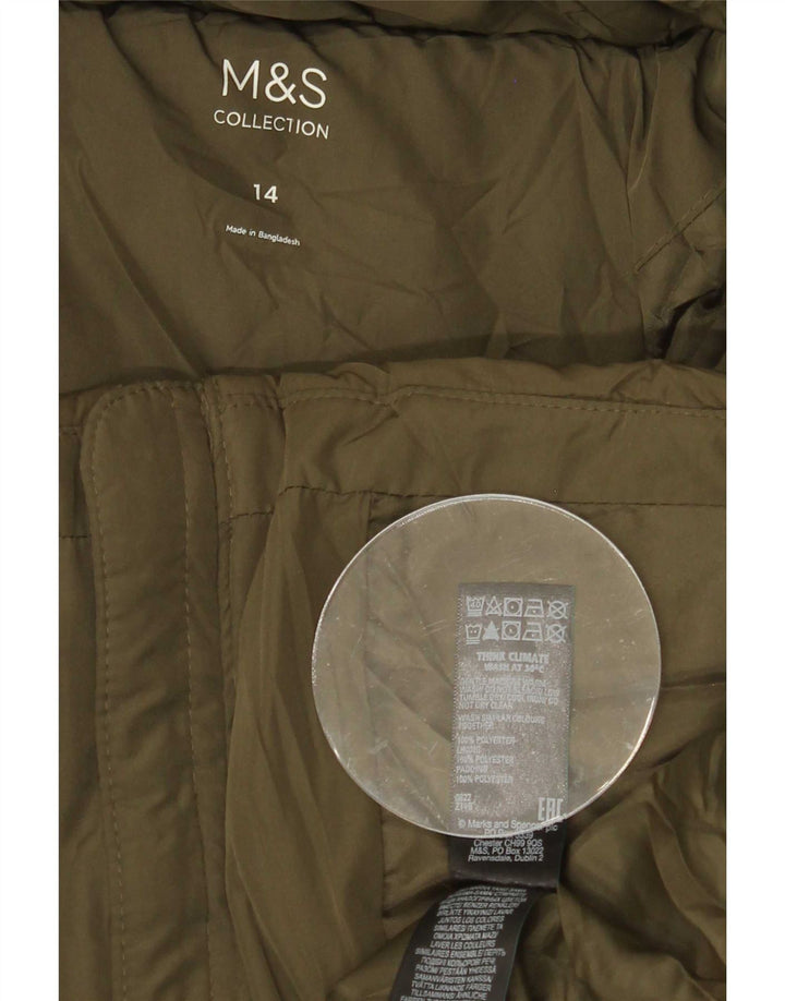 Marks & Spencer Damen Wattierte Jacke UK 14 Large Khaki Polyester