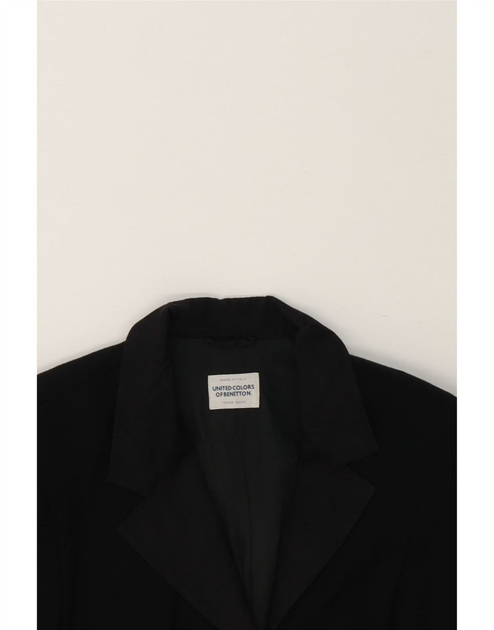 BENETTON Womens 3 Button Blazer Jacket IT 44 Medium Black New Wool Vintage Benetton and Second-Hand Benetton from Messina Hembry 