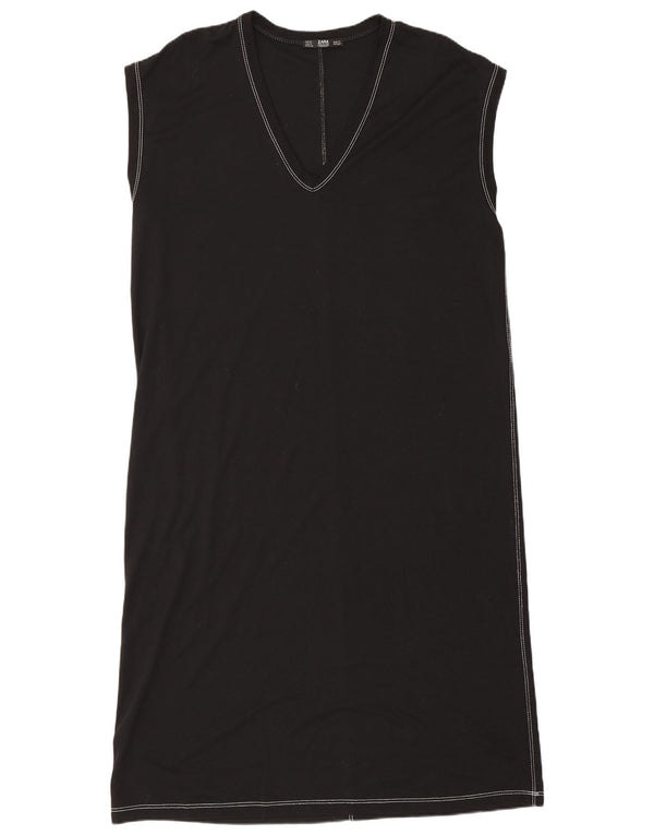 Zara Damen ärmelloses, übergroßes T-Shirt-Kleid, Gr. 10, Größe S, Schwarz