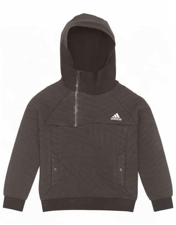 Adidas Jungen MESSI Graphic Kapuzenpullover mit Reißverschluss, 9–10 Jahre, schwarze Baumwolle