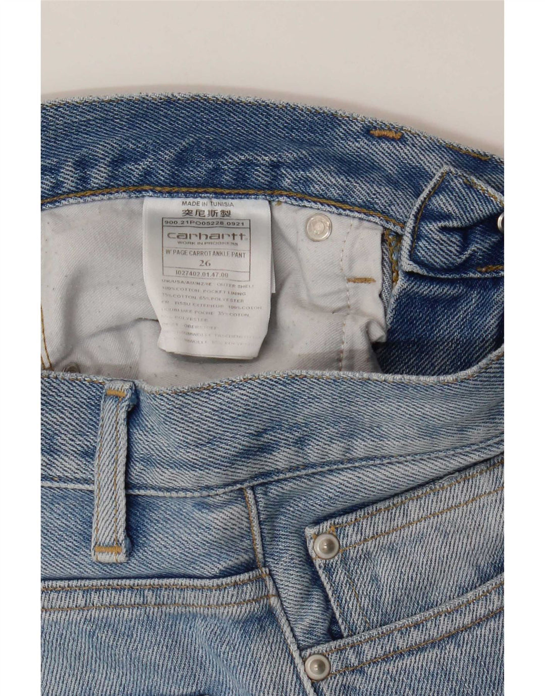 Carhartt Damen Straight Jeans W26 L28 Blaue Baumwolle