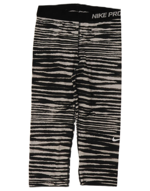 Nike Womens Graphic Capri Tracksuit Trousers UK 12 Medium Black Striped