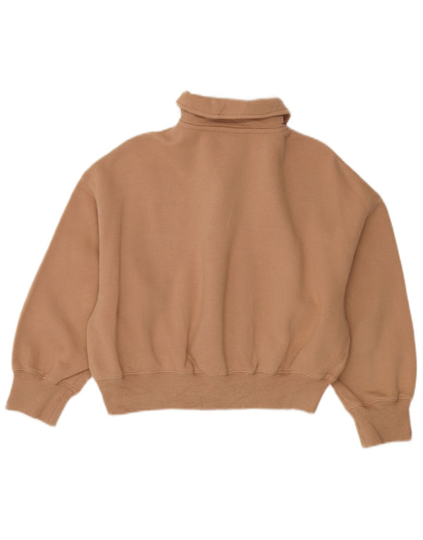 Nike Damen-Sweatshirt in Übergröße mit 3/4-Ärmeln und Polokragen, Größe UK 6, XS, Beige