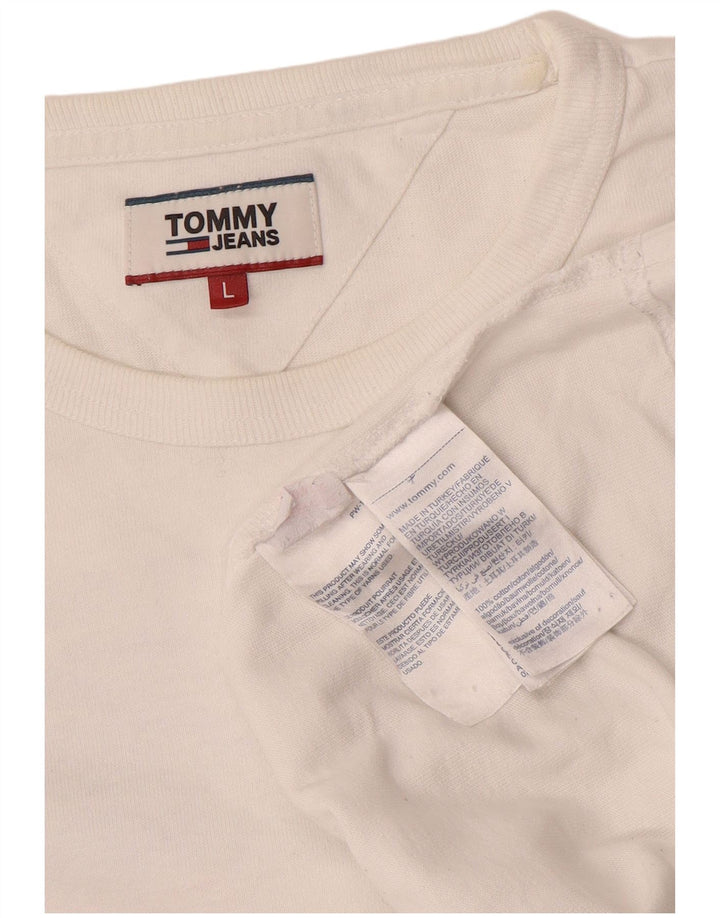 TOMMY HILFIGER Herren Grafik-T-Shirt-Oberteil, groß, weiße Baumwolle