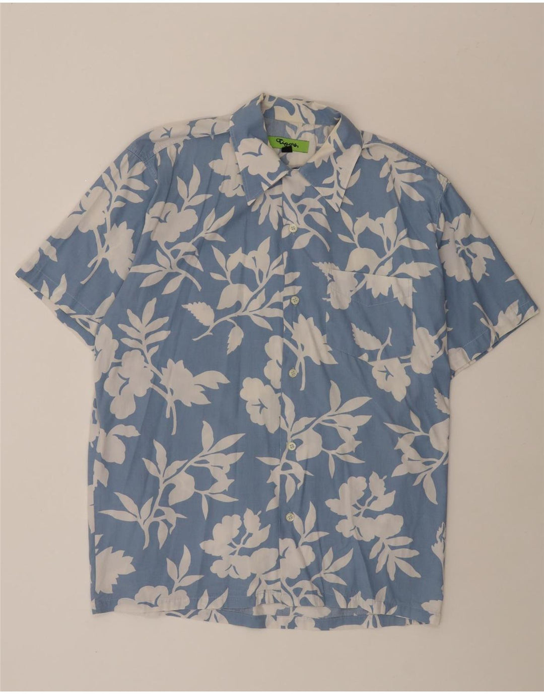 TIPO' S Herren-Kurzarmhemd XL, blaues Blumenmuster, Baumwolle