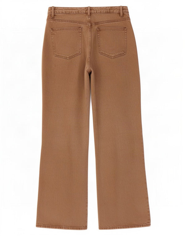 Zara Damen-Jeans mit weitem Bein, EU 44, XL, B32, L31, braune Baumwolle