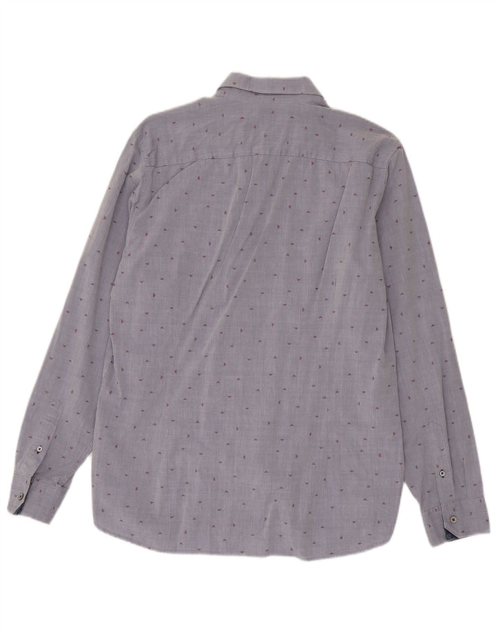 Ted Baker Herrenhemd, Größe 4, groß, blau gepunktete Baumwolle