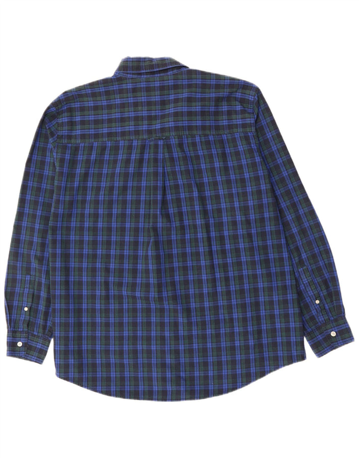 CHAPS Mens Big & Tall Shirt XL Navy Blue Check Cotton