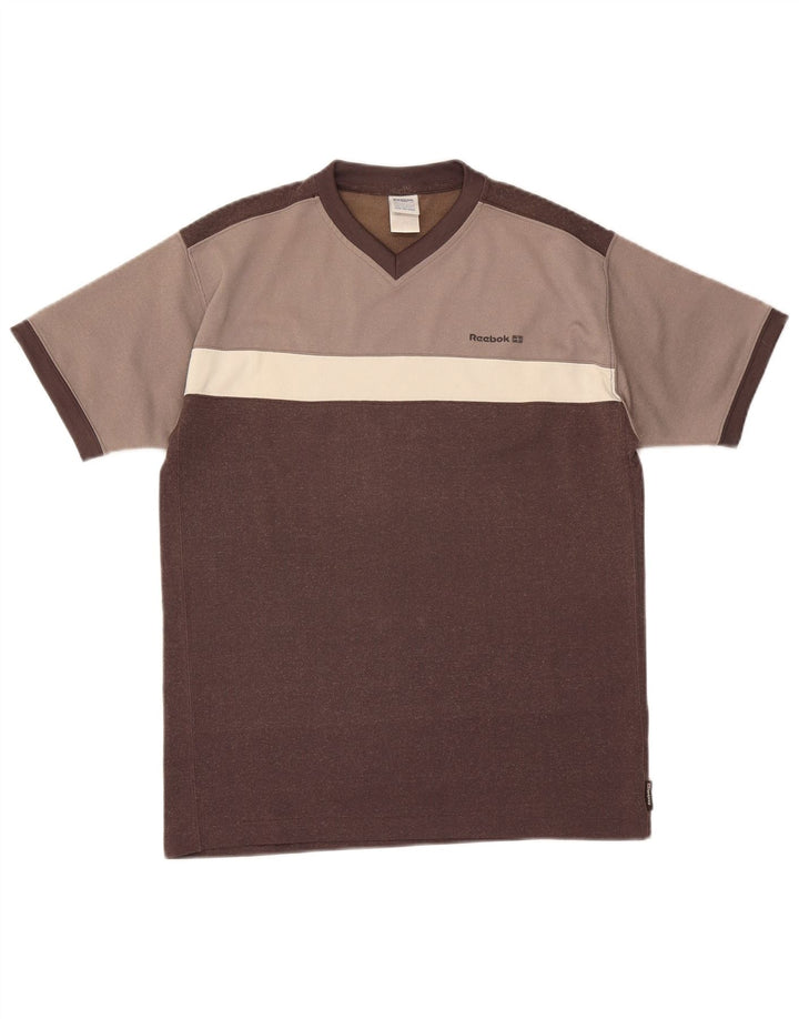 Reebok Herren T-Shirt Top Small Braun Colourblock