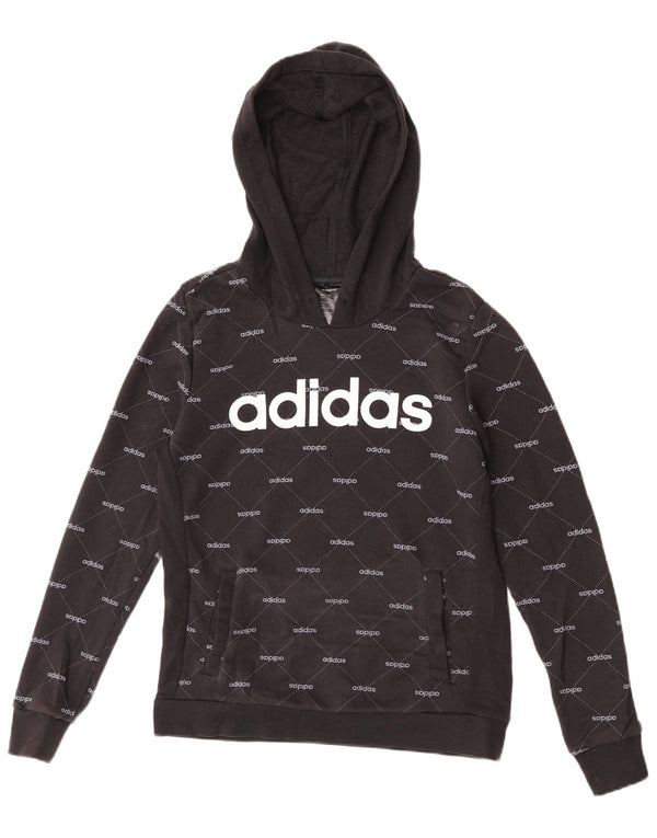 Adidas Damen Graphic Hoodie Pullover UK 8/10 Small Schwarz Baumwolle