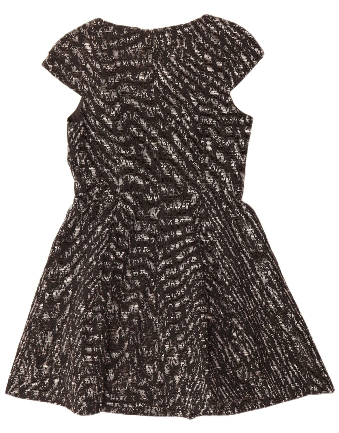 Oasis A-Linien-Kleid für Damen, UK 14, Mittelschwarz gefleckte Viskose