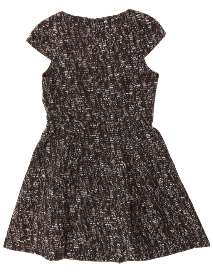 Oasis A-Linien-Kleid für Damen, UK 14, Mittelschwarz gefleckte Viskose