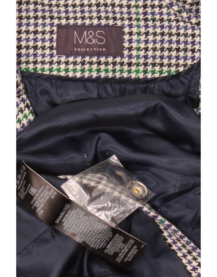 Marks & Spencer Damenmantel UK 22 3XL Marineblauer Hahnentritt-Polyester