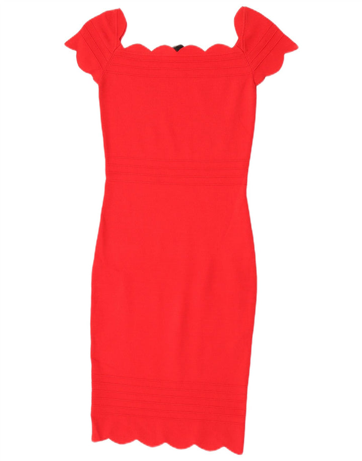 Lipsy Damen Figurbetontes Kleid UK 10 Small Rot Polyamid
