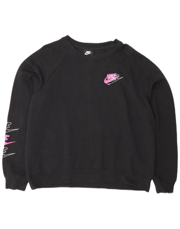 Nike Damen-Sweatshirt mit übergroßem Grafikmotiv, Gr. 16, Größe L, Schwarz, Baumwolle