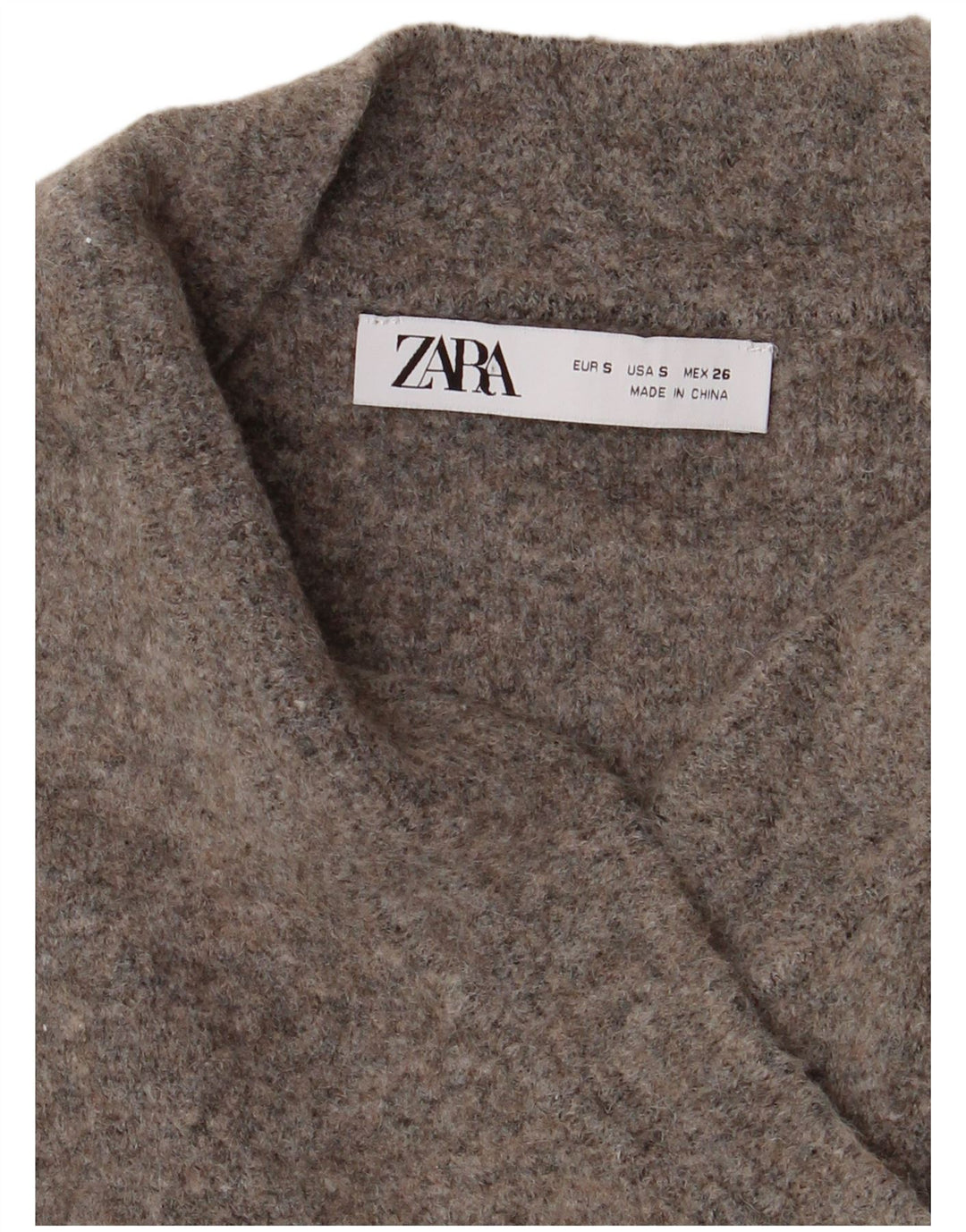 Zara Damen Crop Cardigan Pullover UK 10 Small Grau