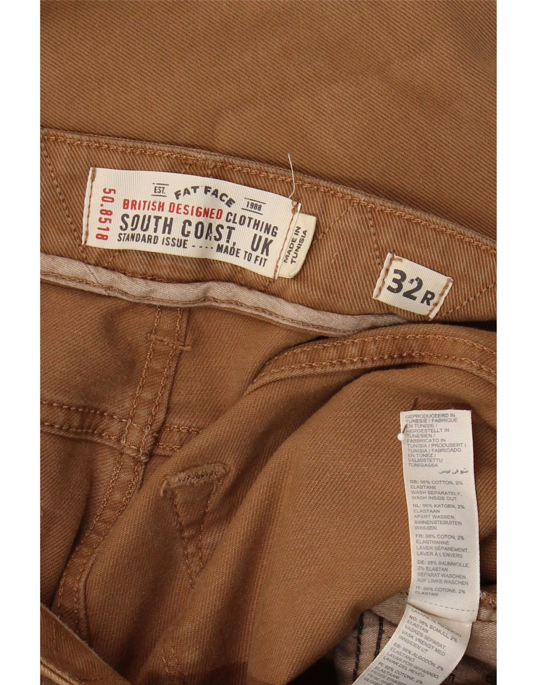 Fat Face Herren Straight Jeans W32 L30 Beige Baumwolle