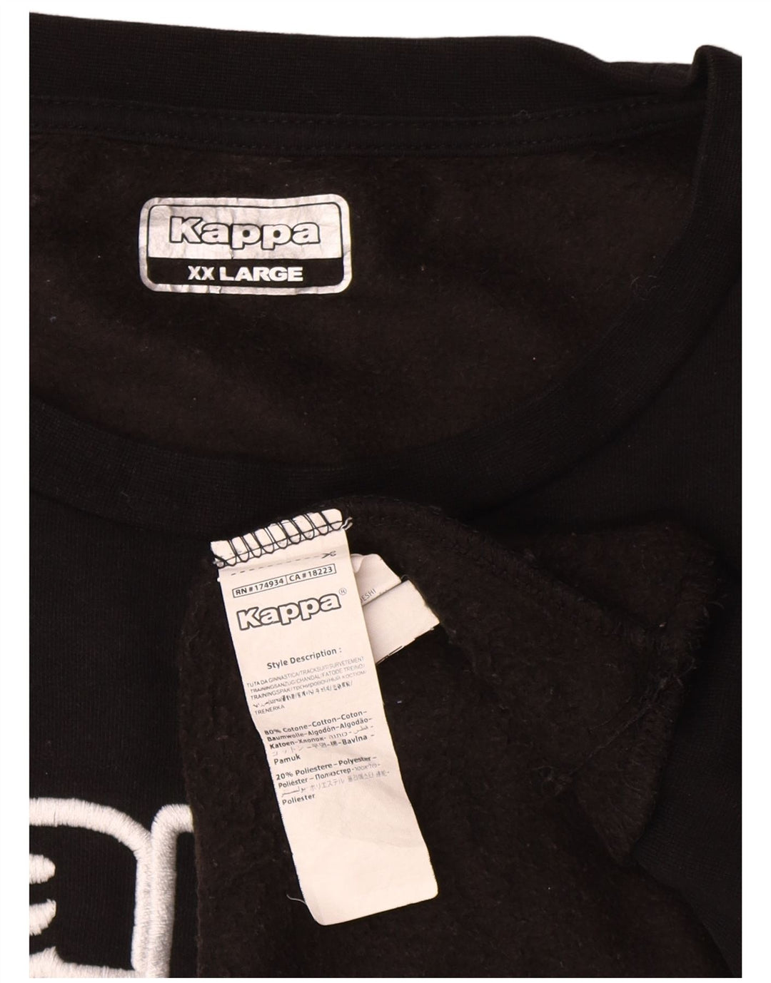 Kappa Herren Graphic Sweatshirt Pullover 2XL Schwarz Baumwolle