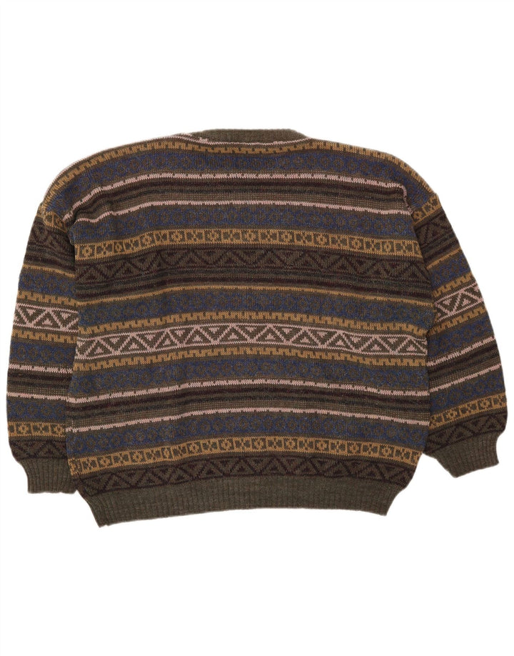 Vintage Herren-Pullover mit Rundhalsausschnitt, mittelgroß, mehrfarbig, Fair Isle