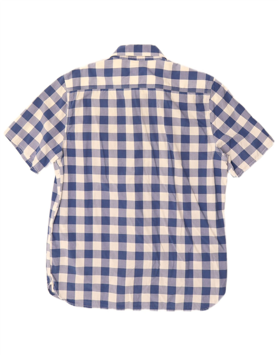 Levi's Herren-Kurzarmhemd mit Standard-Passform, mittelblaue Gingham-Baumwolle