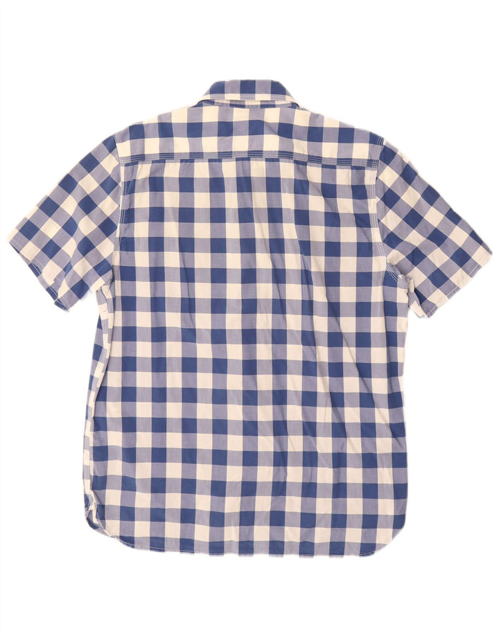 Levi's Herren-Kurzarmhemd mit Standard-Passform, mittelblaue Gingham-Baumwolle