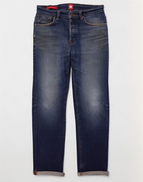 Pretty Green Herren Burnage Regular Fit Straight Jeans W30 L28 Blaue Baumwolle