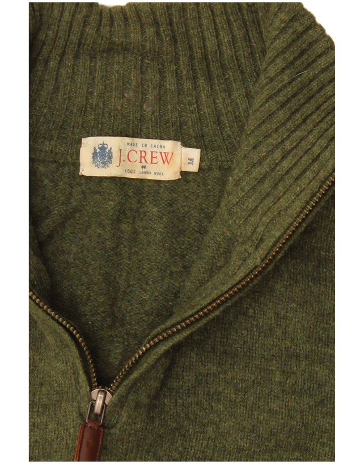J. Crew Herren-Pullover mit Reißverschluss am Hals, mittelgrüne Wolle