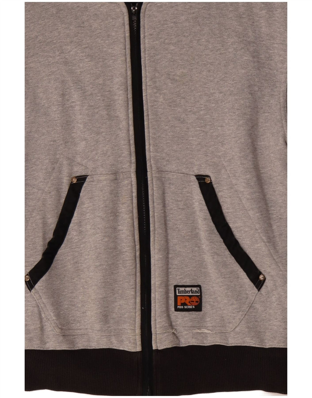 TIMBERLAND Herren-Kapuzenpullover mit Reißverschluss, mittelgraue Blockfarben-Baumwolle