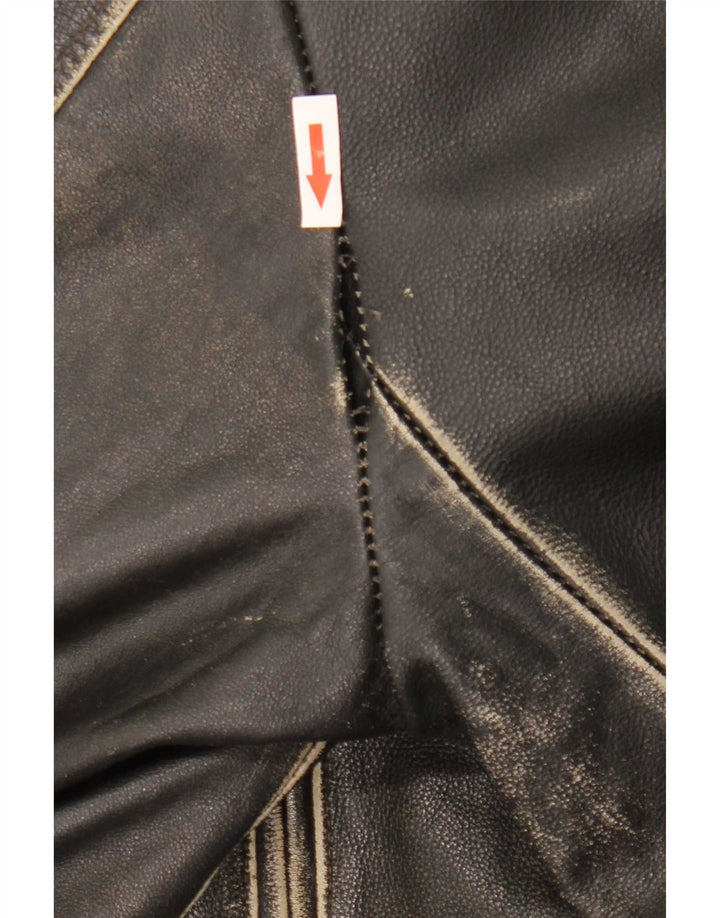 Vintage Herren Lederjacke IT 54 2XL Schwarz