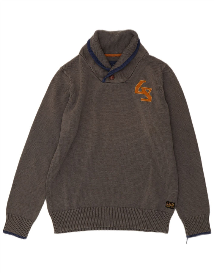 G-Star Herren-Pullover mit Schalkragen, XL, graue Baumwolle