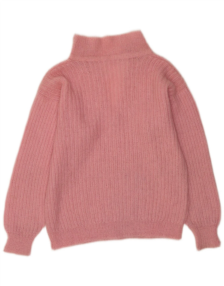 Vintage Damen Rollkragenpullover Pullover UK 14 Groß Rosa