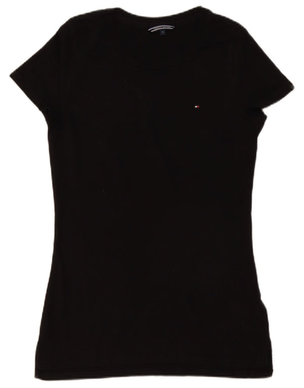TOMMY HILFIGER Damen T-Shirt Top UK 12 Medium Schwarz Baumwolle