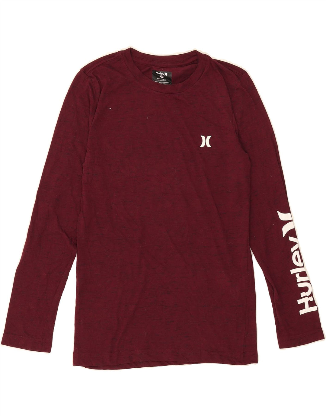 HURLEY Girls Graphic Top Long Sleeve 10-11 Years Maroon Polyester Vintage Hurley and Second-Hand Hurley from Messina Hembry 