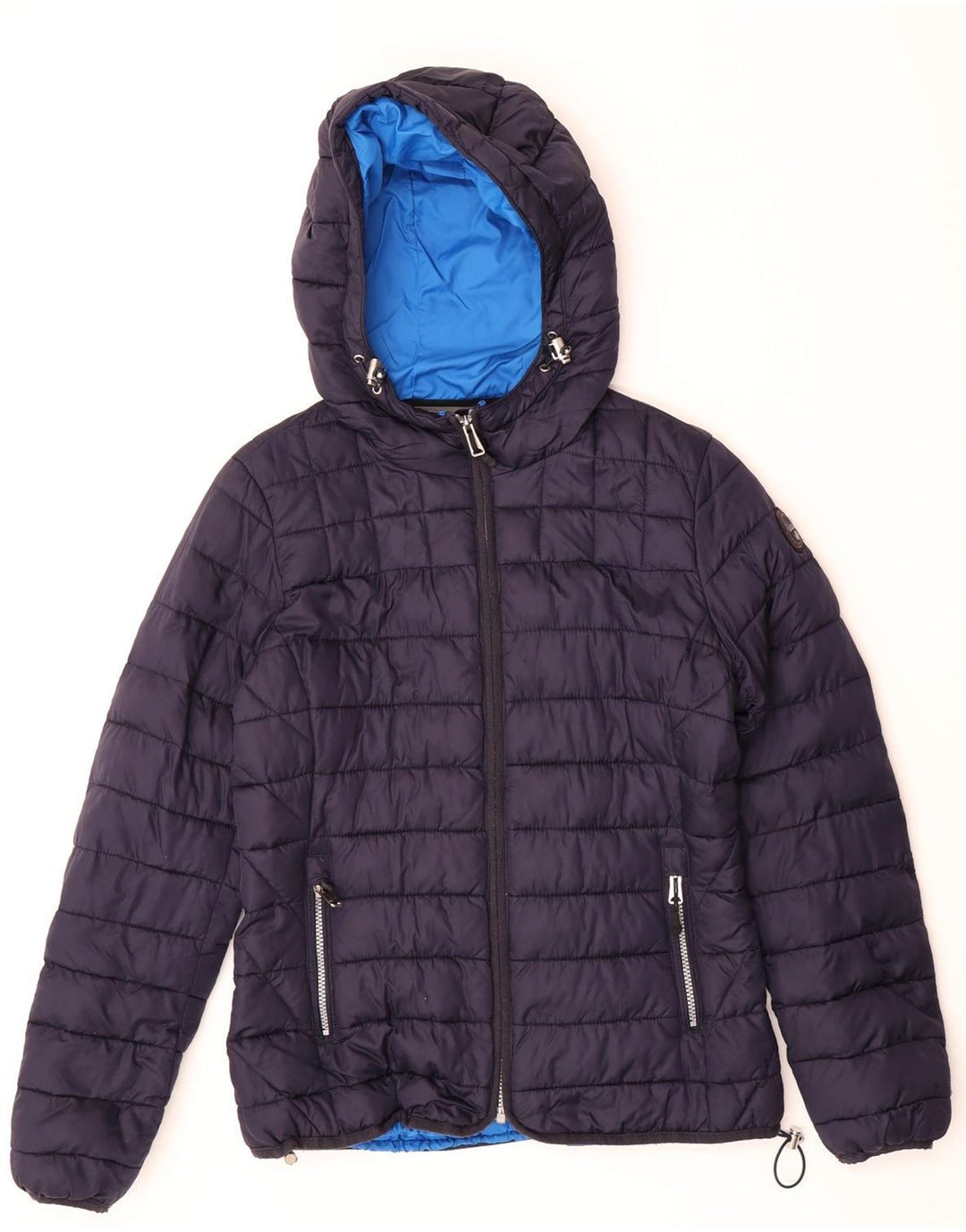NAPAPIJRI Mens Hooded Padded Jacket UK 38 Medium Navy Blue Polyamide