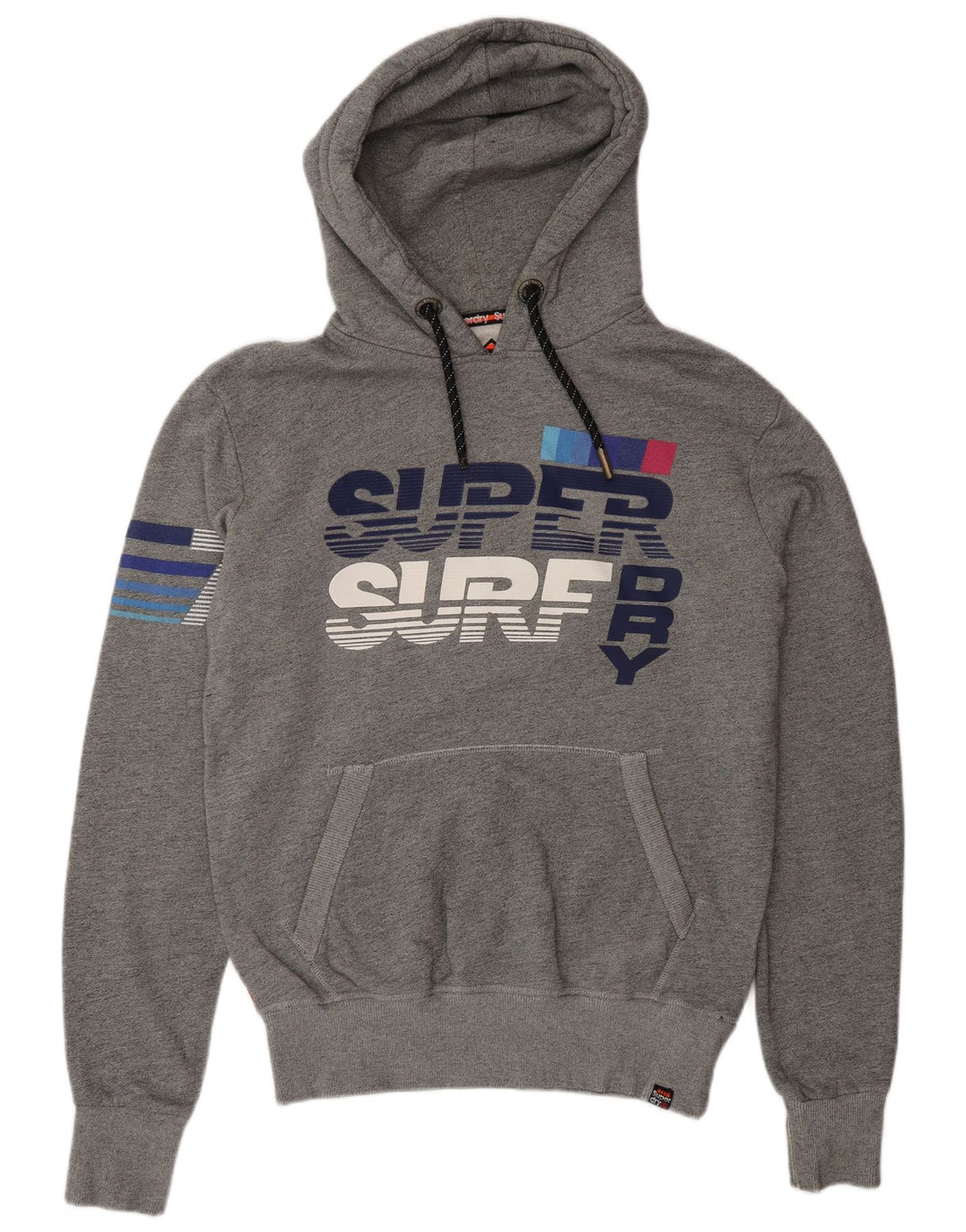 Superdry Herren Grafik-Kapuzenpullover aus mittelgrauer Baumwolle