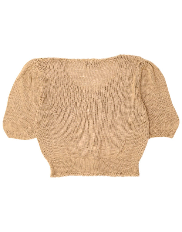 MARIELLA BURANI Damen Kurzarm-Cardigan-Pullover UK 16 Large Beige