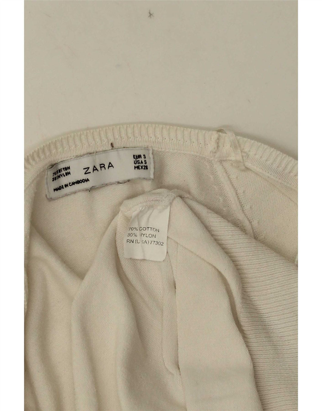 Zara Damen-Cardigan-Pullover UK 10 Small Weiße Baumwolle