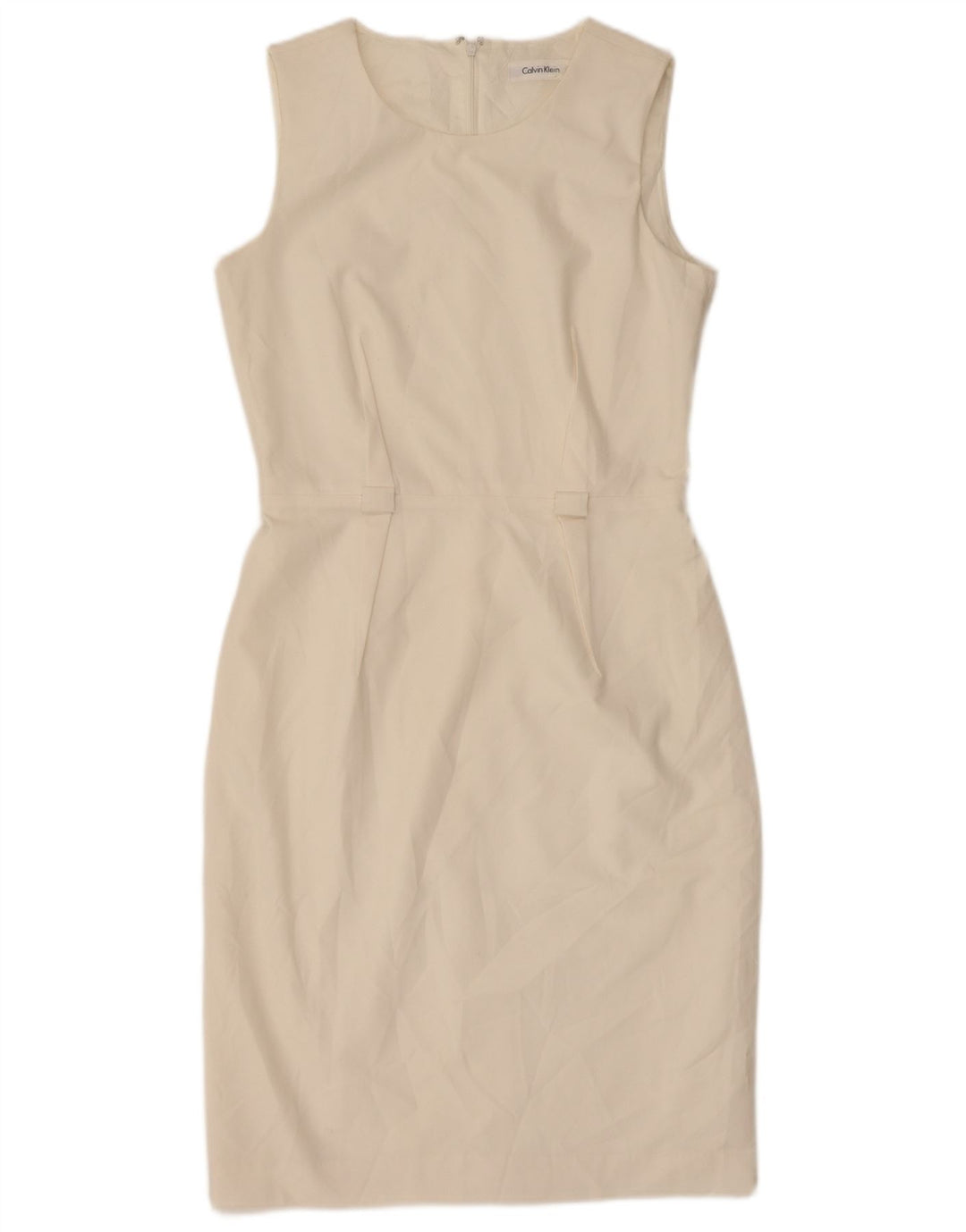 Calvin Klein Damen Ärmelloses Etuikleid US 4 Small Off White