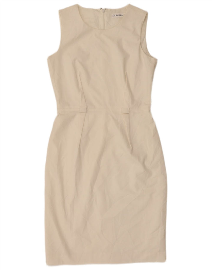 Calvin Klein Damen Ärmelloses Etuikleid US 4 Small Off White