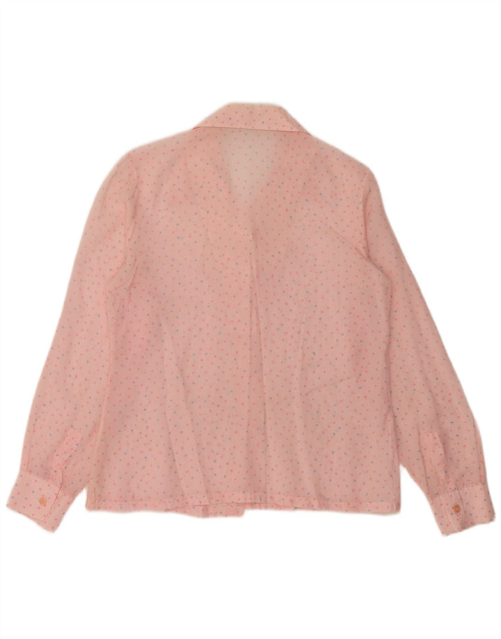 VINTAGE Damen Hemdbluse IT 46 Large Pink Spotted