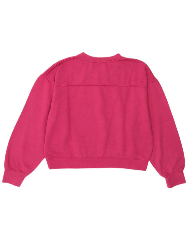 Zara Damen Loose Fit Crop Sweatshirt Pullover UK 14 Large Pink