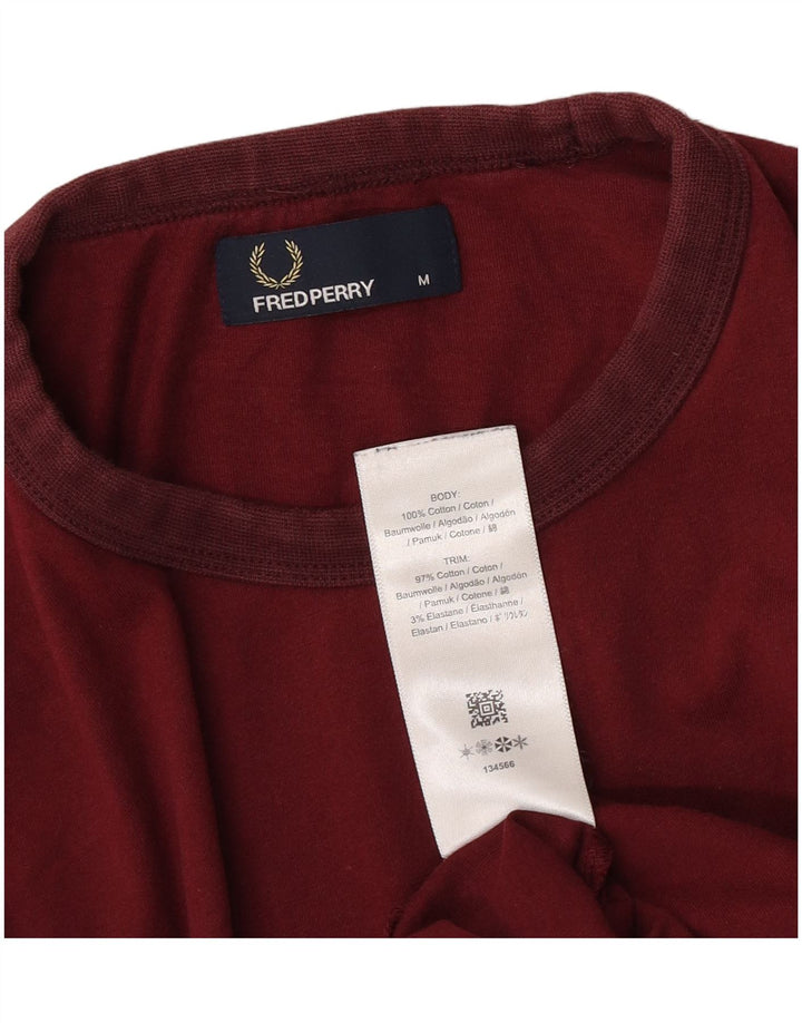 Fred Perry Herren T-Shirt Top Medium Burgund Baumwolle