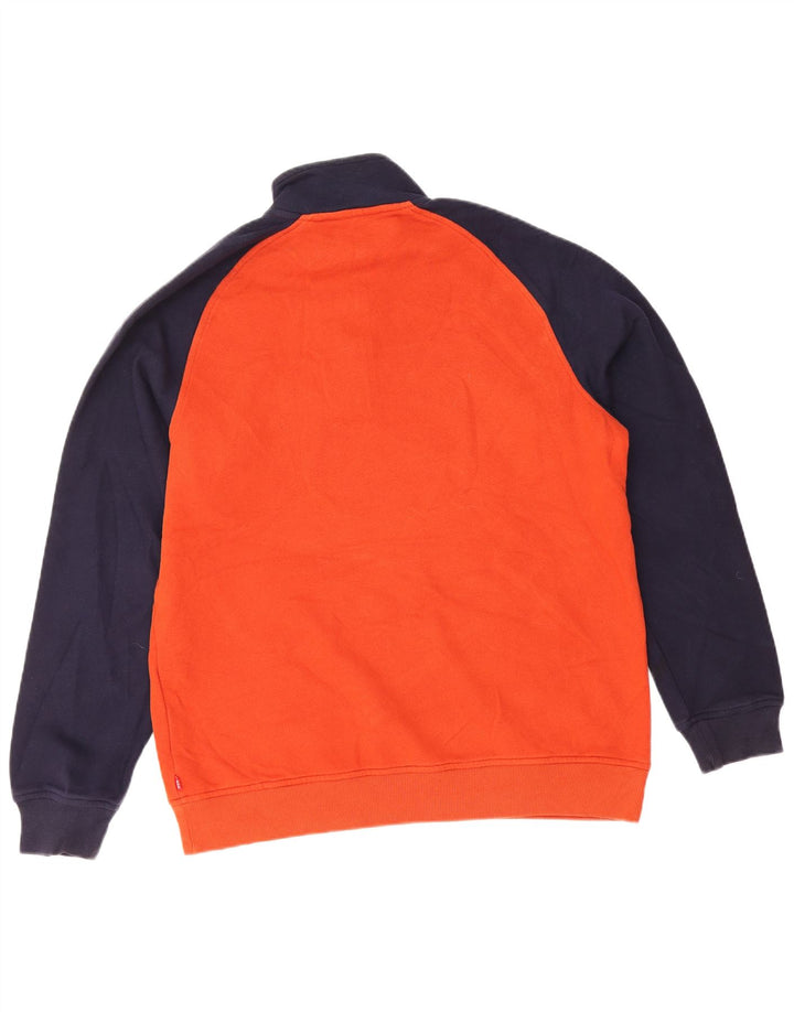 IZOD Herren-Sweatshirt mit Reißverschluss am Hals, mittelorangefarbene Blockfarben-Baumwolle