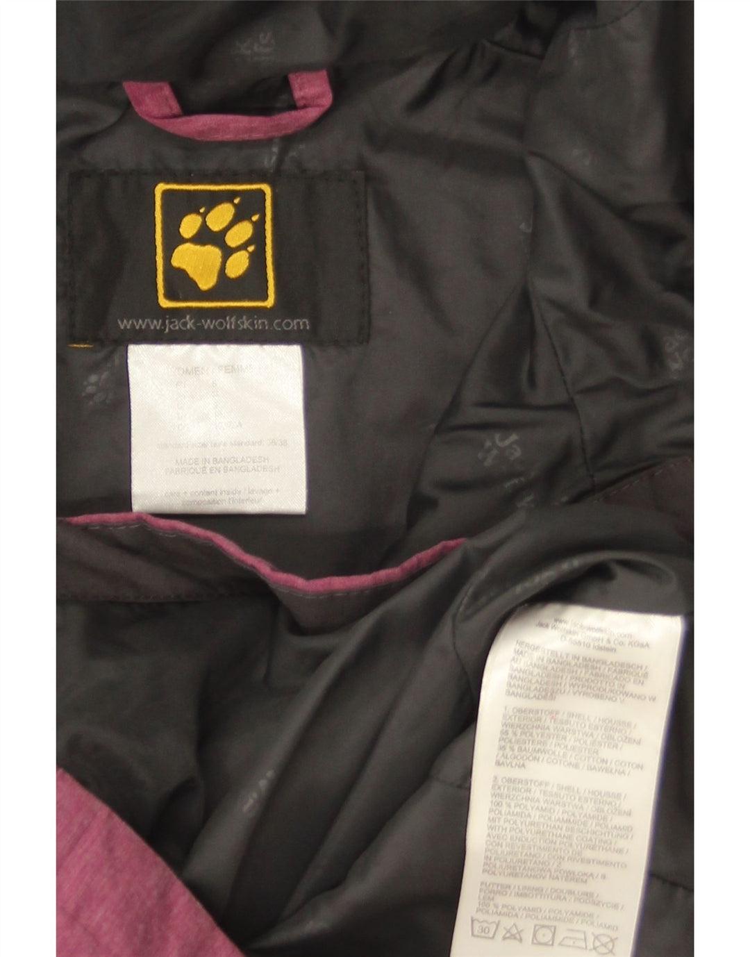 Jack Wolfskin Damen-Windbreakerjacke mit Kapuze, UK 10, Größe S, rosa, Polyester