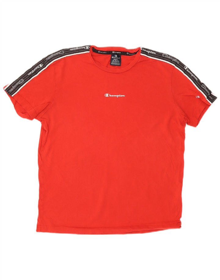 Champion Herren-T-Shirt mit Grafik, Größe S, Rot, Colourblock-Baumwolle