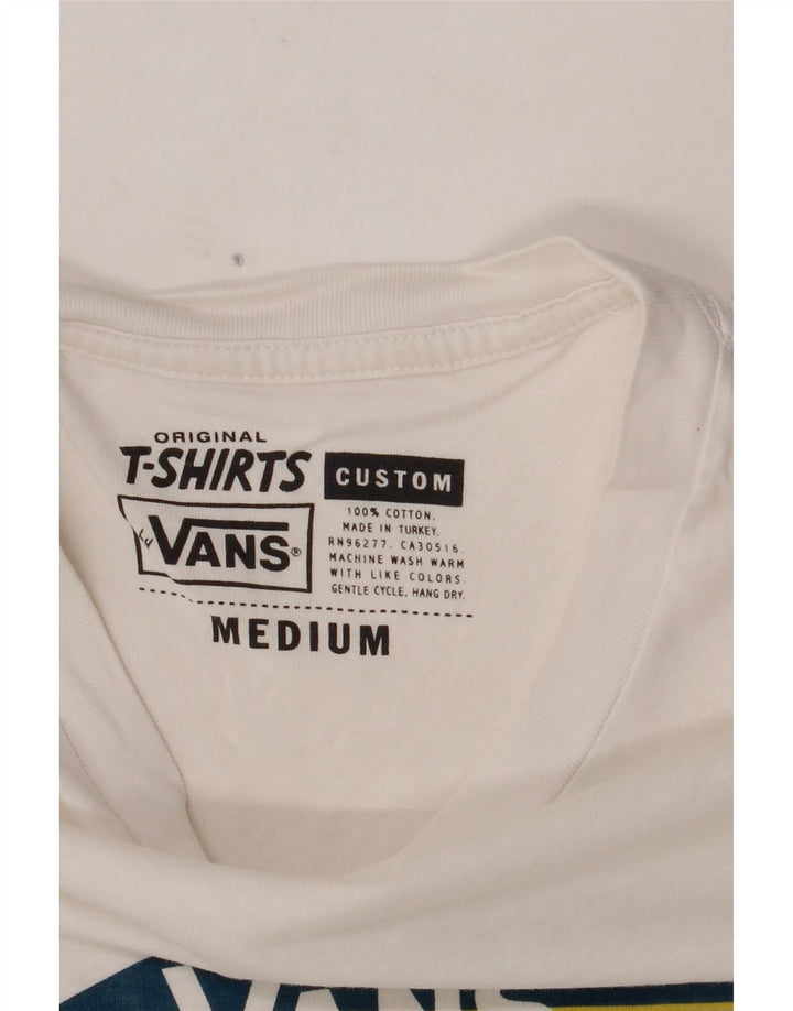 VANS Herren Custom Fit Grafik-T-Shirt-Oberteil aus mittelweißer Baumwolle