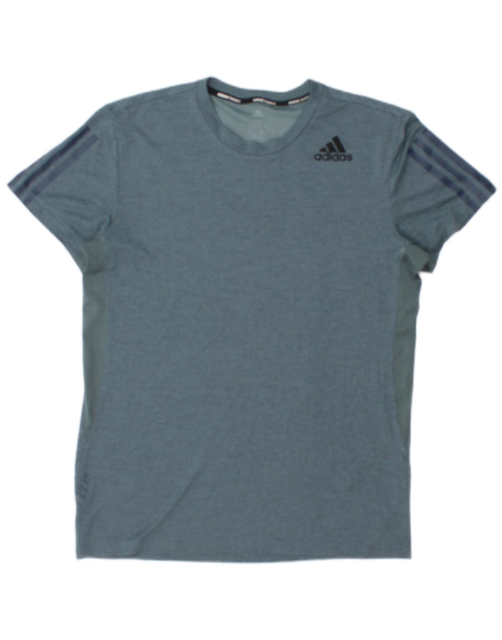 ADIDAS Herren T-Shirt Top Mittelblaues Colourblock-Polyester